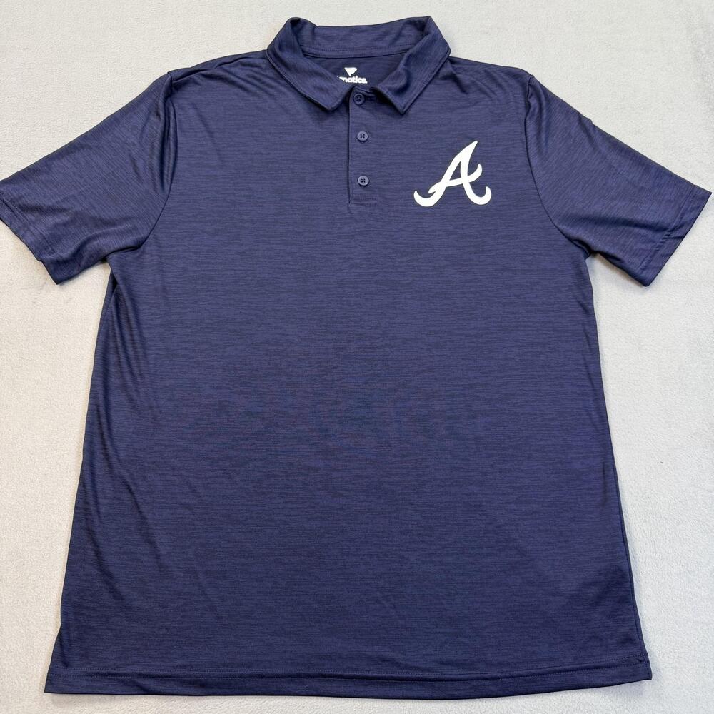 Atlanta Braves Shirt Mens Large Blue MLB Baseball Fanatics Golf Polo Logo